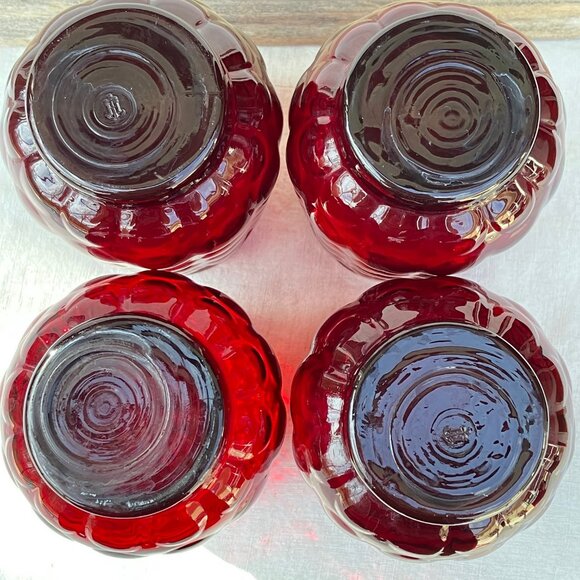 Anchor Hocking Red Bubble Ruby Glass 12oz Flat Tea Tumbler -Set of 4 - Picture 6 of 7